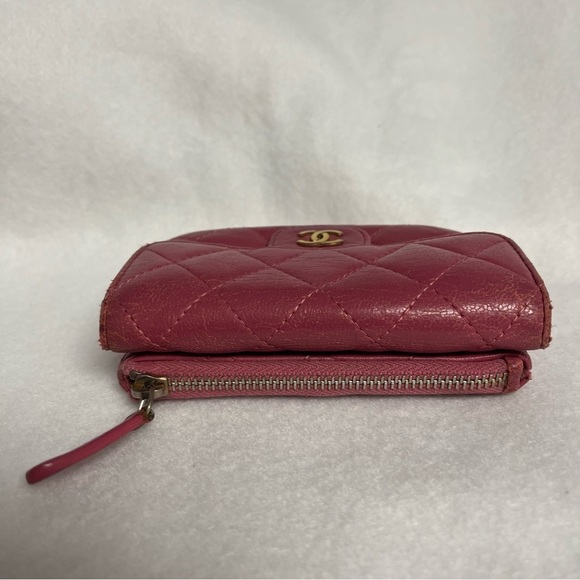 CHANEL Pink Flap Lambskin Leather Snap Card Holder Double Pocket Zip GHW - Picture 6 of 16